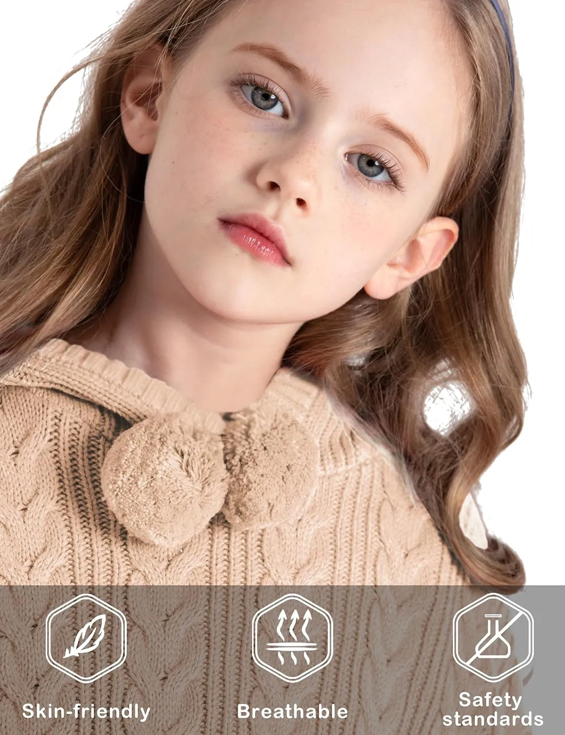 BOBOYOYO Cape for Girls Hooded Cable Knit Poncho Sweaters Kids Shawl Sweater Toddler Holiday Pullover for 3-12 Years Child