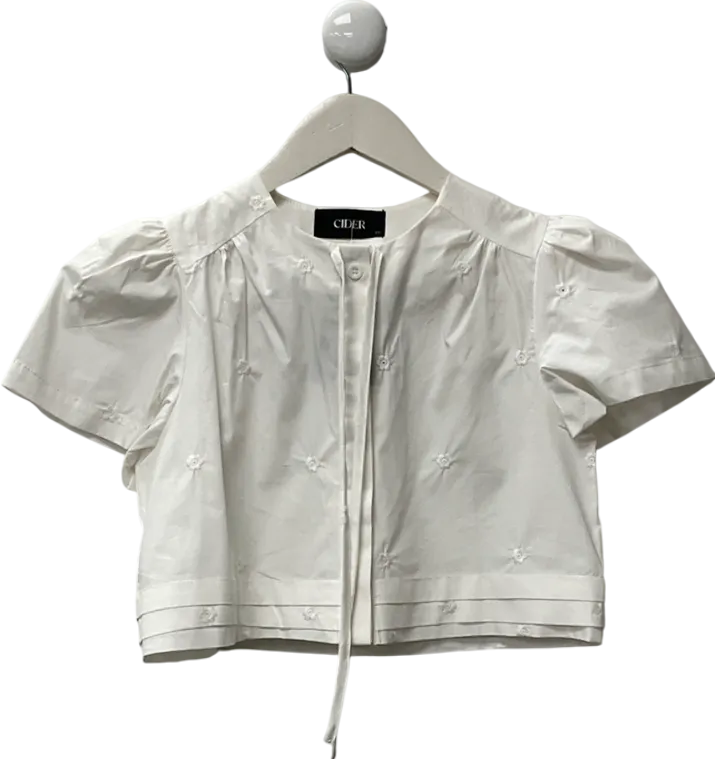 Cider White Tie Front Button Shirt UK XS
