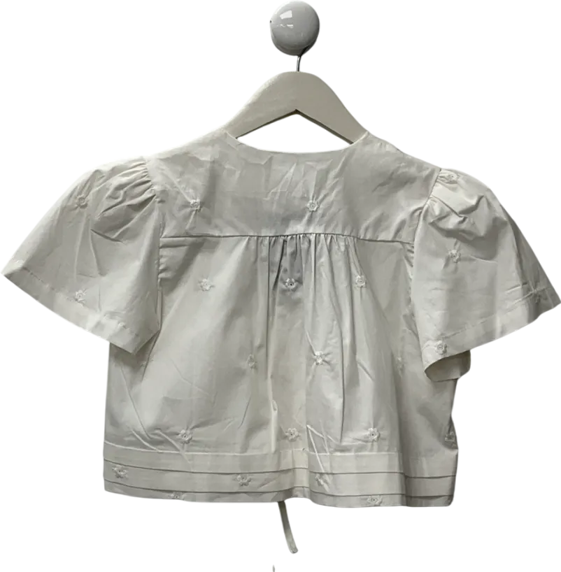 Cider White Tie Front Button Shirt UK XS