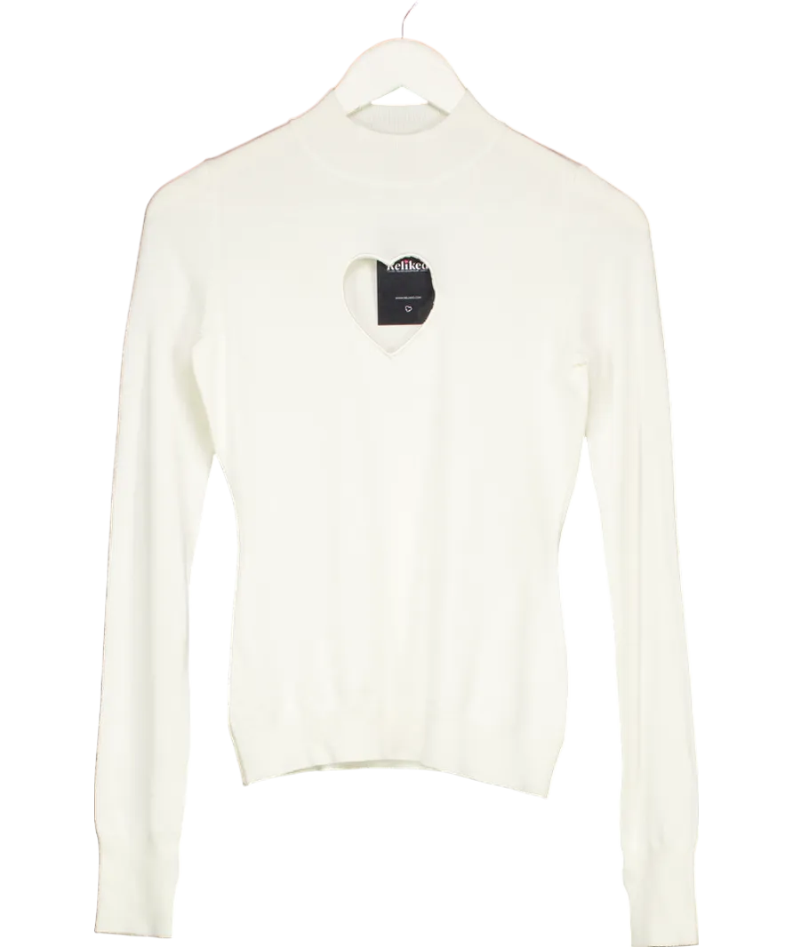 Cloeys Cream Heart Cut Out Sweater UK S