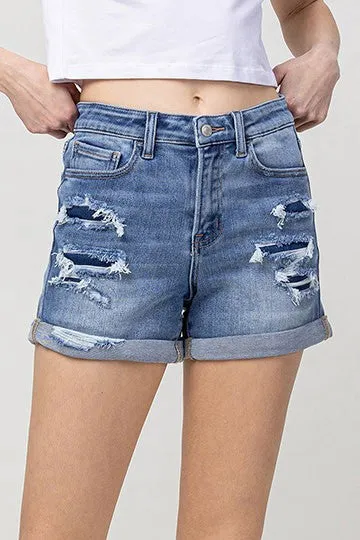 Distressed Double Cuff Shorts