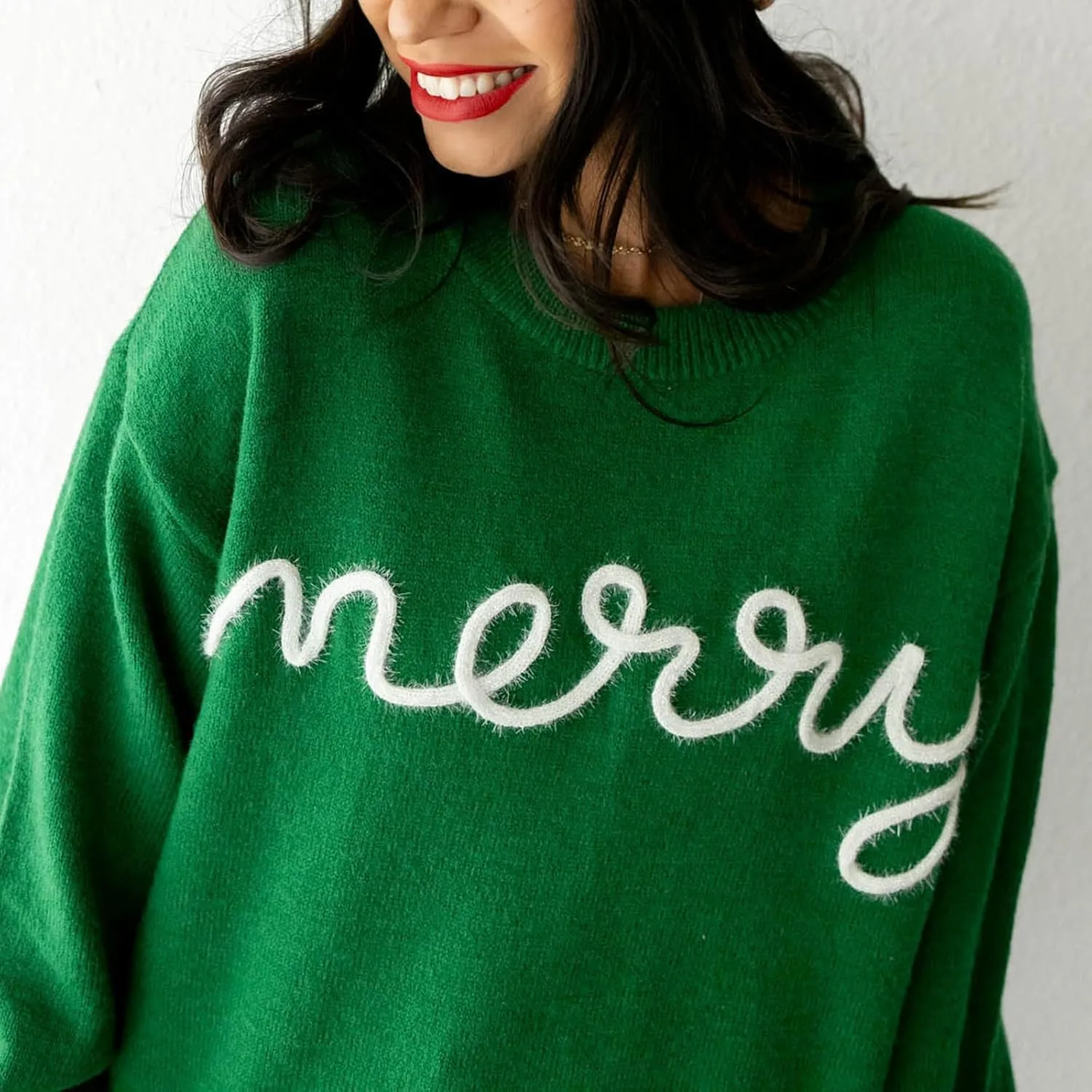 DSORVICD Women Glitter Christmas Sweater Sequin Long Sleeve Knit Pullover Ugly Graphic Oversized Holiday Sweater Streetwear