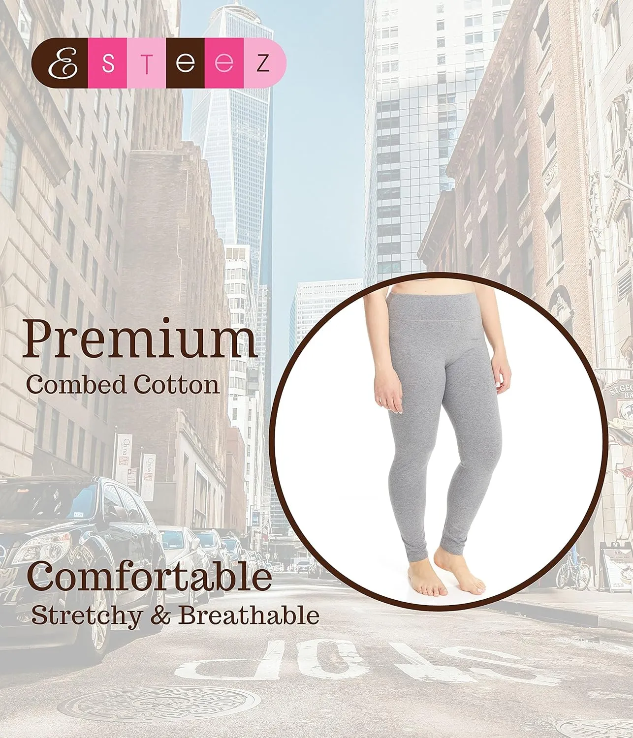 ESTEEZ High Waisted Soft Cotton Spandex Leggings-Shorts for Women - Full Leg - Capri - Biker Shorts - Shorts