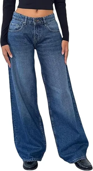 Low Rise Baggy Jeans for Women,Mom Jeans Baggy Jeans Wide Leg Denim Pants Loose Fit Boyfriend Fashion Y2k Outfits 2025