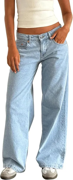 Low Rise Baggy Jeans for Women,Mom Jeans Baggy Jeans Wide Leg Denim Pants Loose Fit Boyfriend Fashion Y2k Outfits 2025