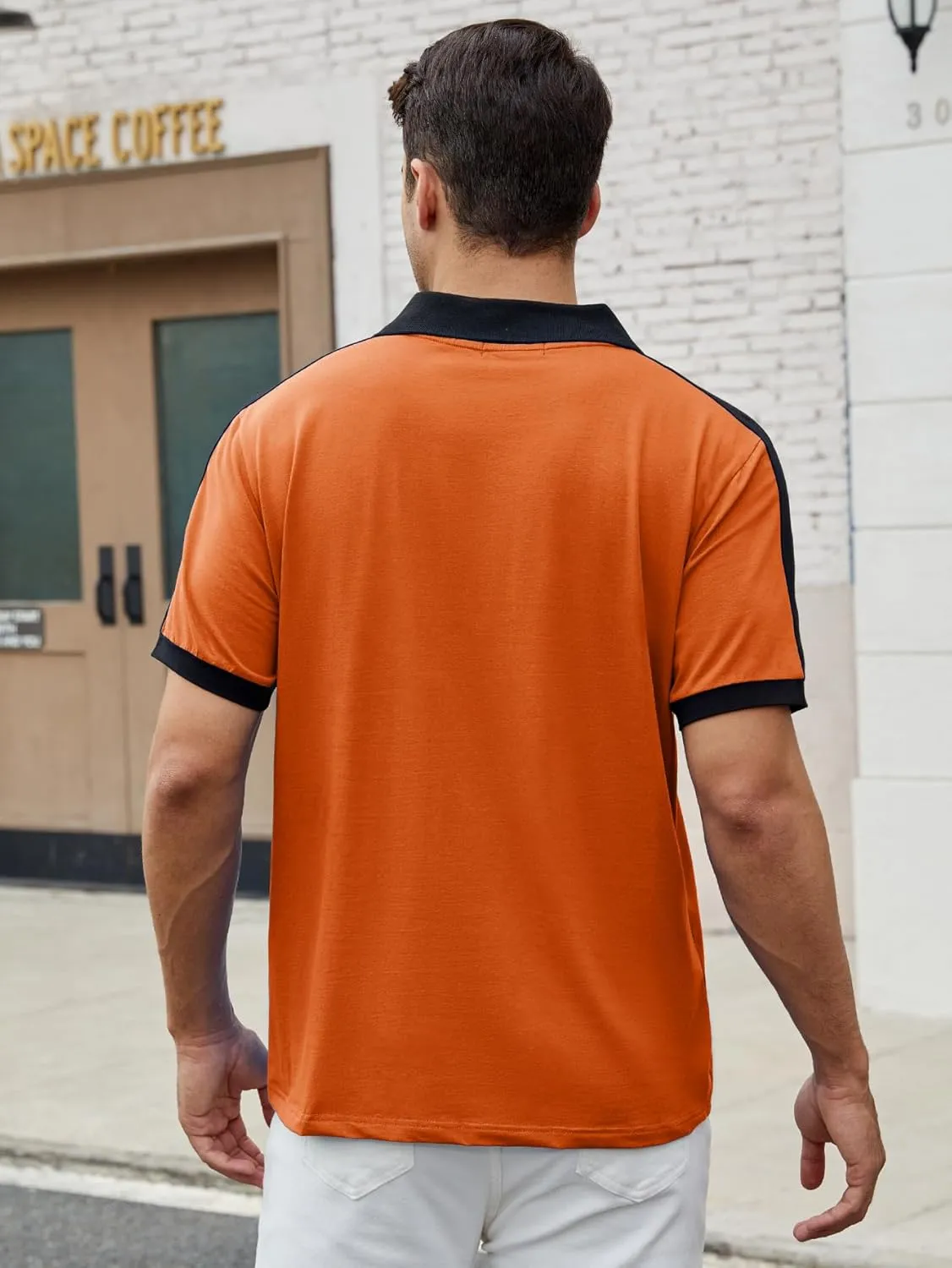Men's Casual Polo Shirts Short Sleeve Classic Button Shirt Fashion Cotton Golf Tops with Pocket