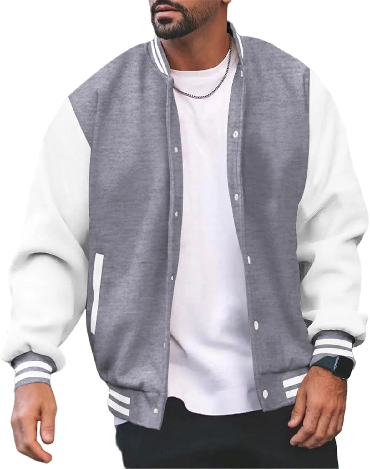 Men's Varsity Letterman Jacket College Baseball High School Bomber Jacket Lightweight Slim Fit Jackets for Men Women