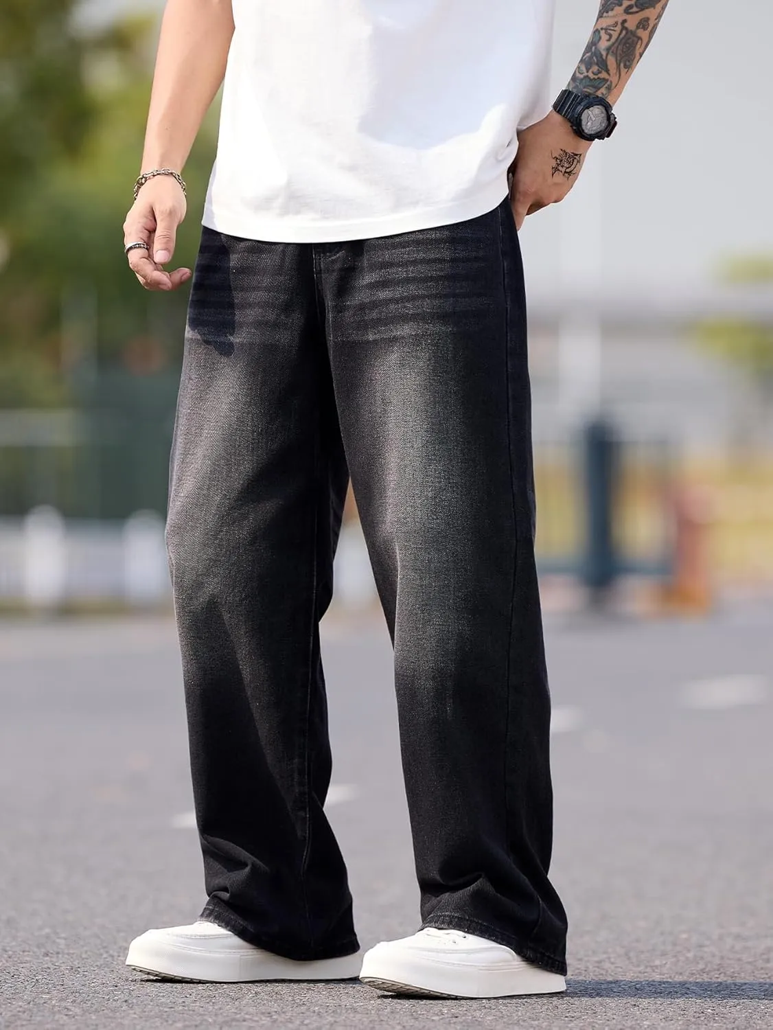 Men's Y2K Hip Hop Street Jeans Gothic Baggy Jeans Wide Leg Denim Pants
