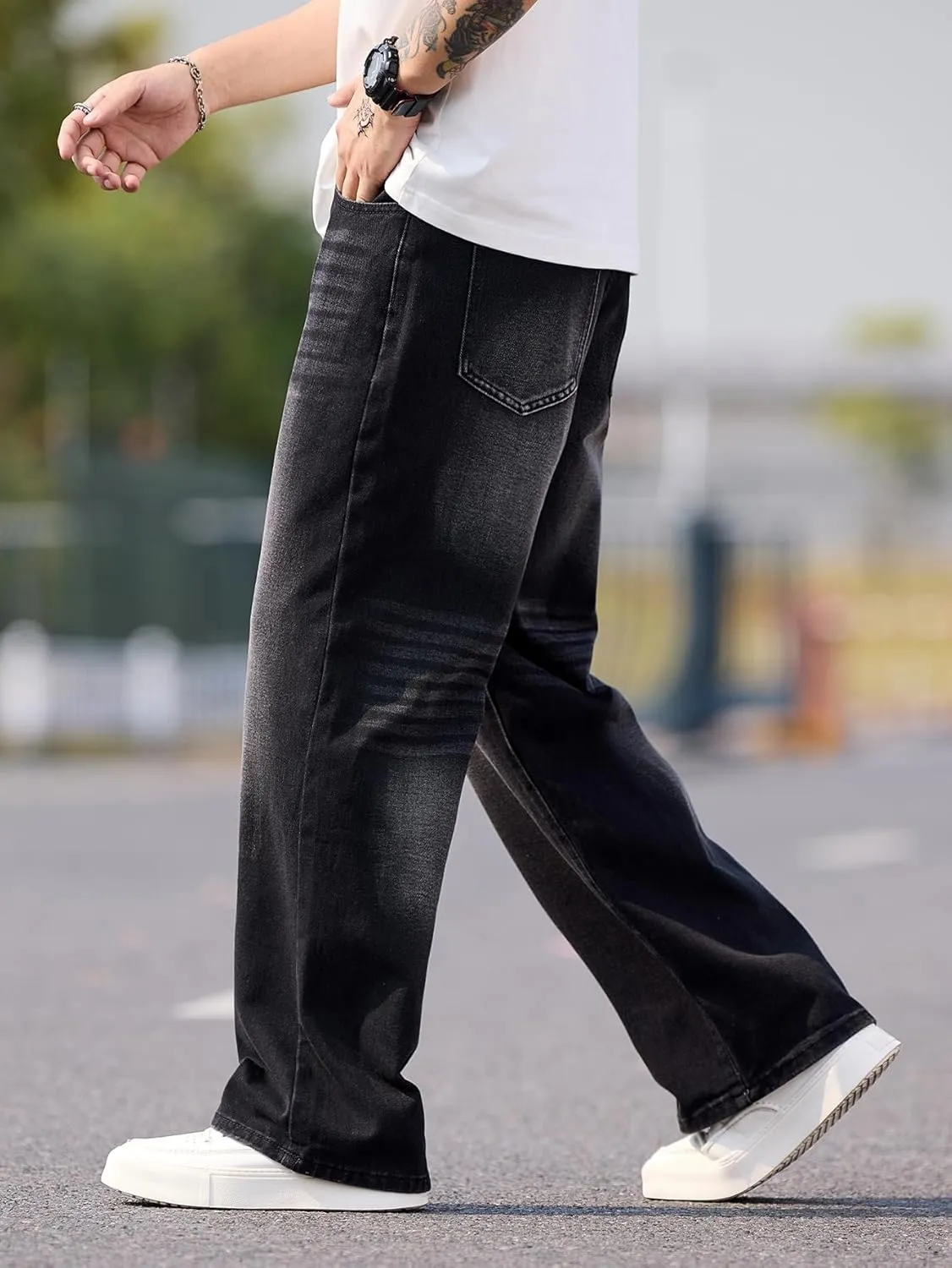 Men's Y2K Hip Hop Street Jeans Gothic Baggy Jeans Wide Leg Denim Pants