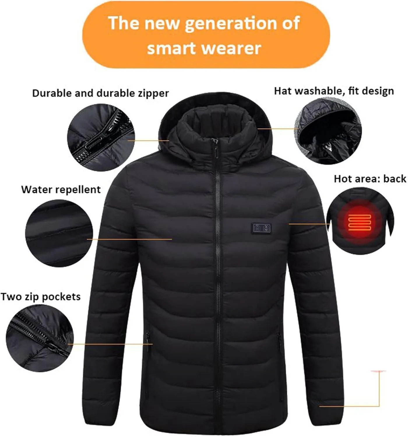 SHAOBGE Women Winter Coat Fashion Female Heating Piece Coat Male Coat Smart Charging Heating Lightweight Down Coats for