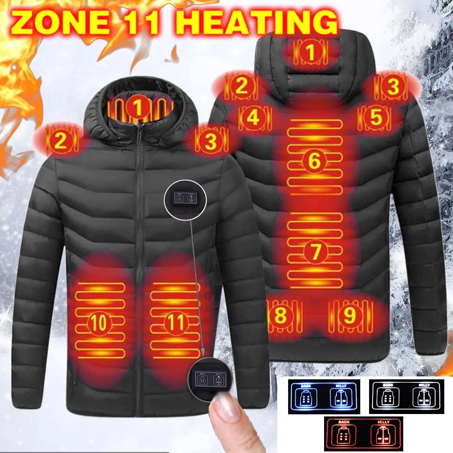 SHAOBGE Women Winter Coat Fashion Female Heating Piece Coat Male Coat Smart Charging Heating Lightweight Down Coats for