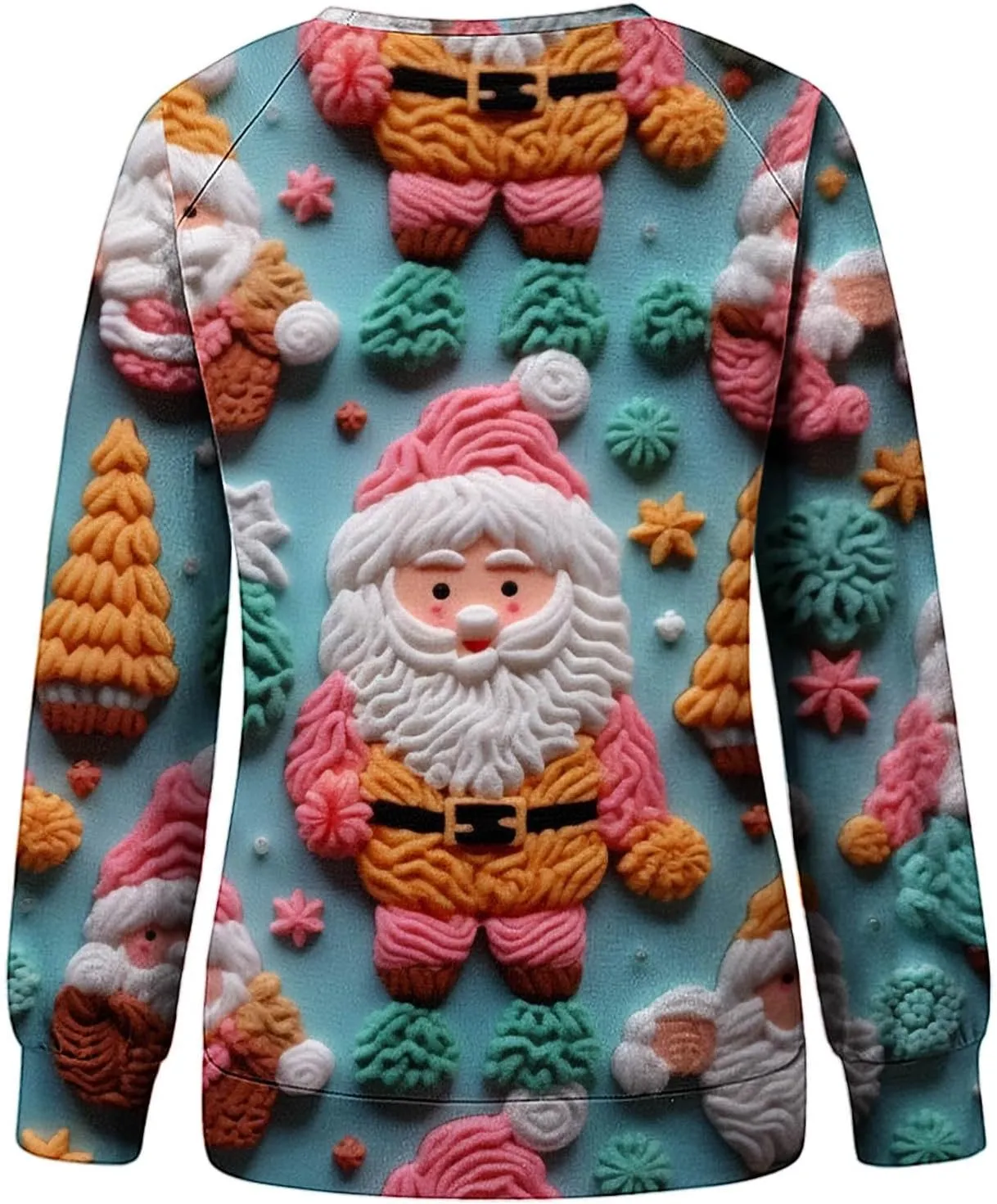 SMIDOW Women Ugly Christmas Sweatshirts 3D Digital Print Novelty Pullover Tops Funny Santa Xmas Tree Graphic Holiday Outfits