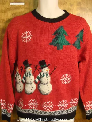 Snowmen In A Line Ugly Christmas Sweater