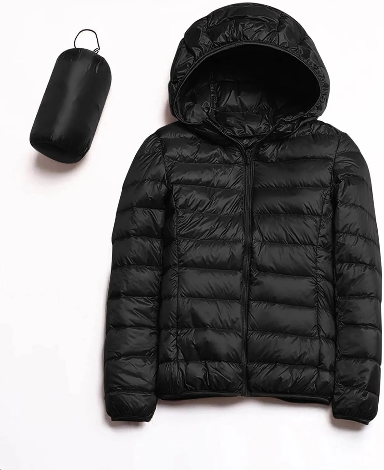 Women's Packable Down Jacket Lightweight Puffer Jackets Hooded 2023 Winter Coat Casual Windproof Outerwear Storage Bag
