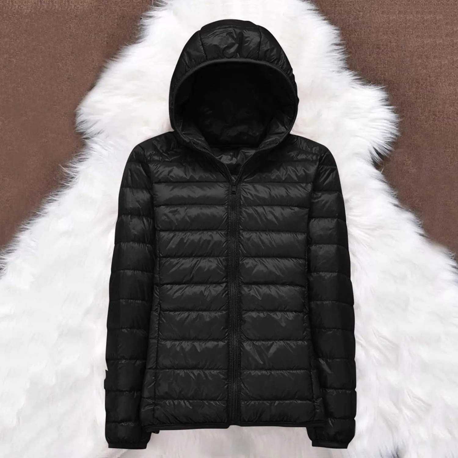 Women's Packable Down Jacket Lightweight Puffer Jackets Hooded 2023 Winter Coat Casual Windproof Outerwear Storage Bag