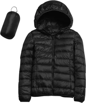 Women's Packable Down Jacket Lightweight Puffer Jackets Hooded 2023 Winter Coat Casual Windproof Outerwear Storage Bag